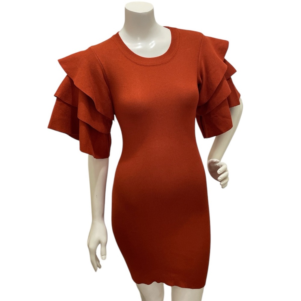 NEW SETTLEDOWN Tiered Bell Sleeves Sweater Mini Dress Size Medium.